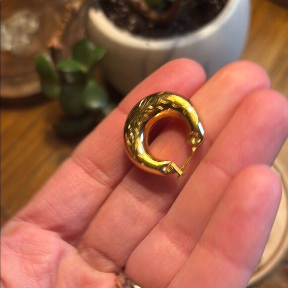 Thick Gold Hoop Earrings - Picture 9 of 12
